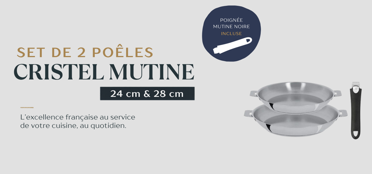Set 2 poêles Cristel Mutine poignée mutine noire offerte